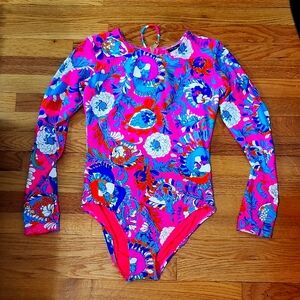 New Kate Spade Floral One Piece Long Sleeve Swimsuit